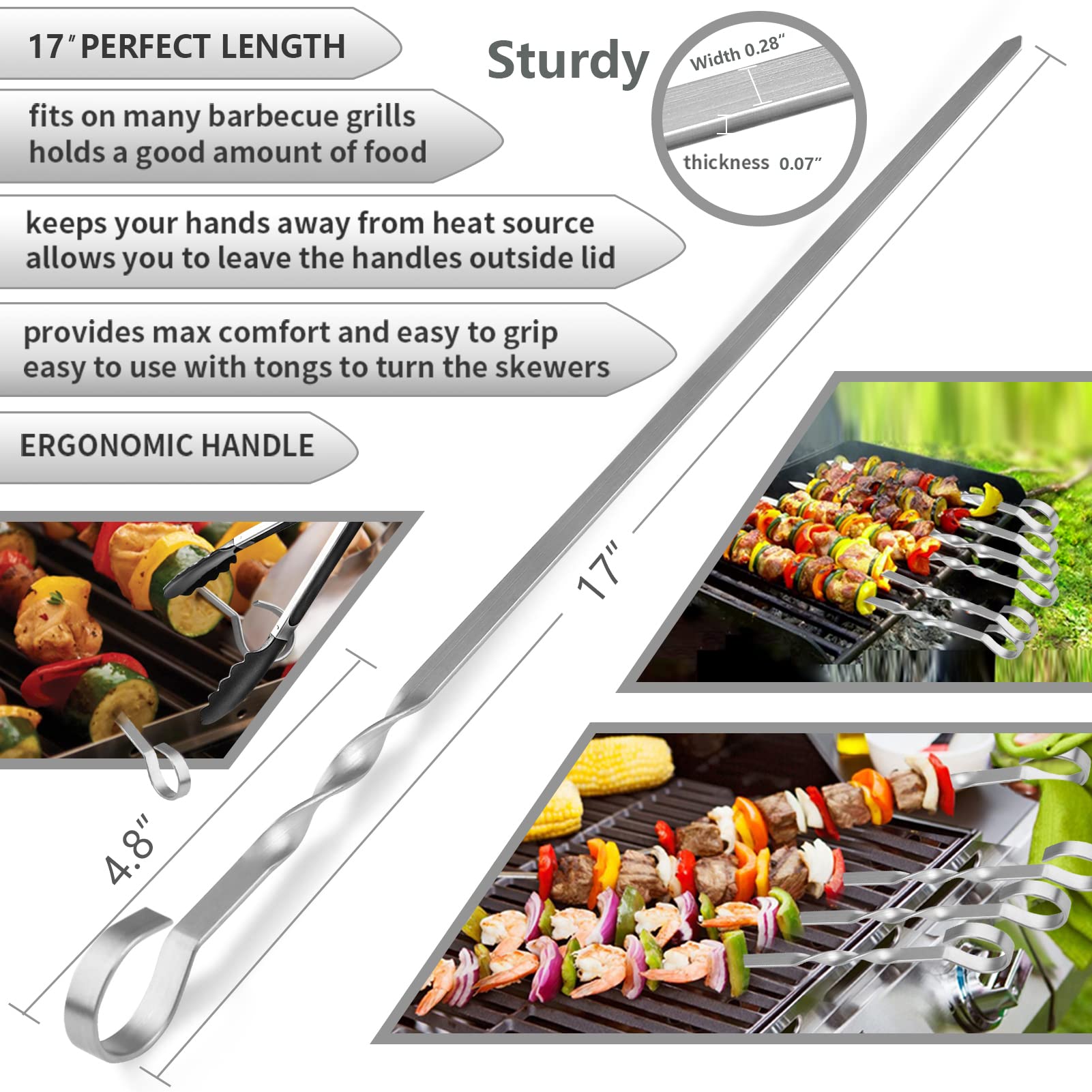 Close-up of LANNEY kabob skewer with angled tip