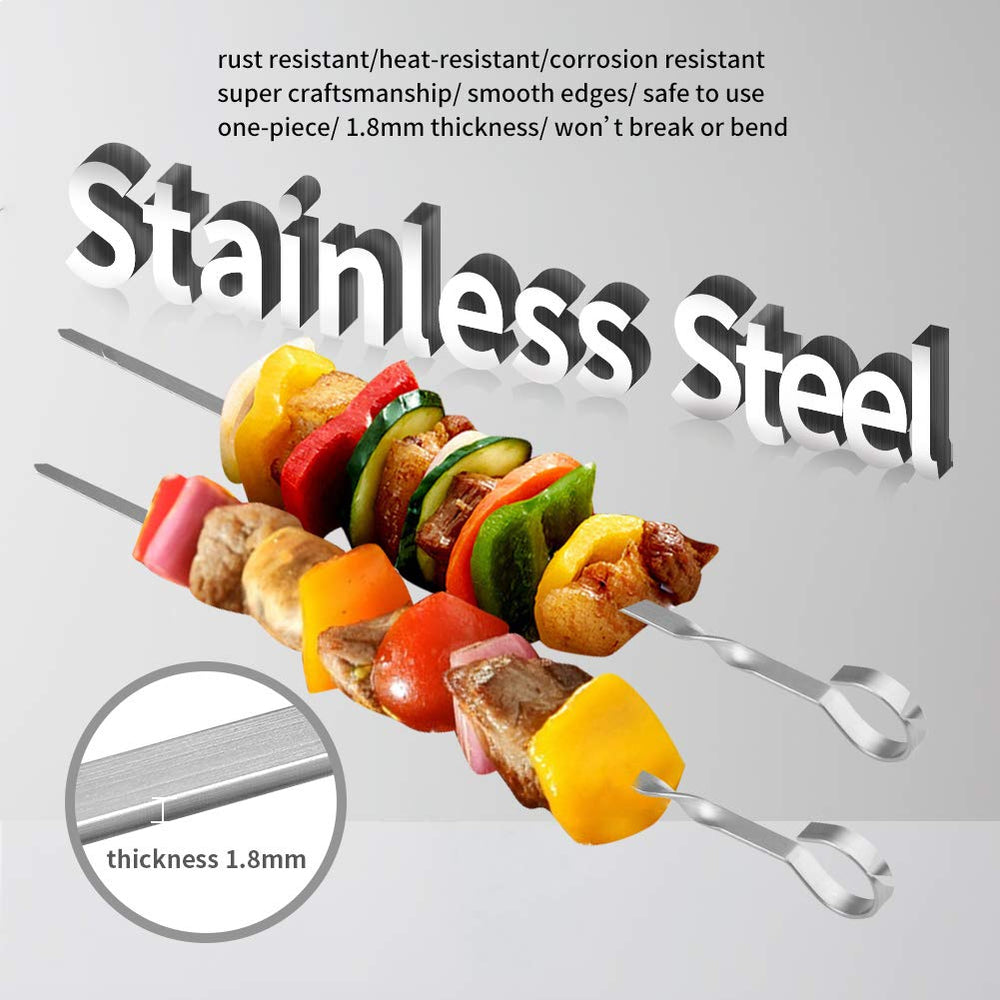Close-up of LANNEY stainless steel kebab skewers