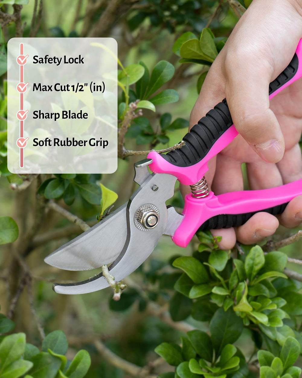 Close-up of LANNIU aluminum garden tools with pink floral design
