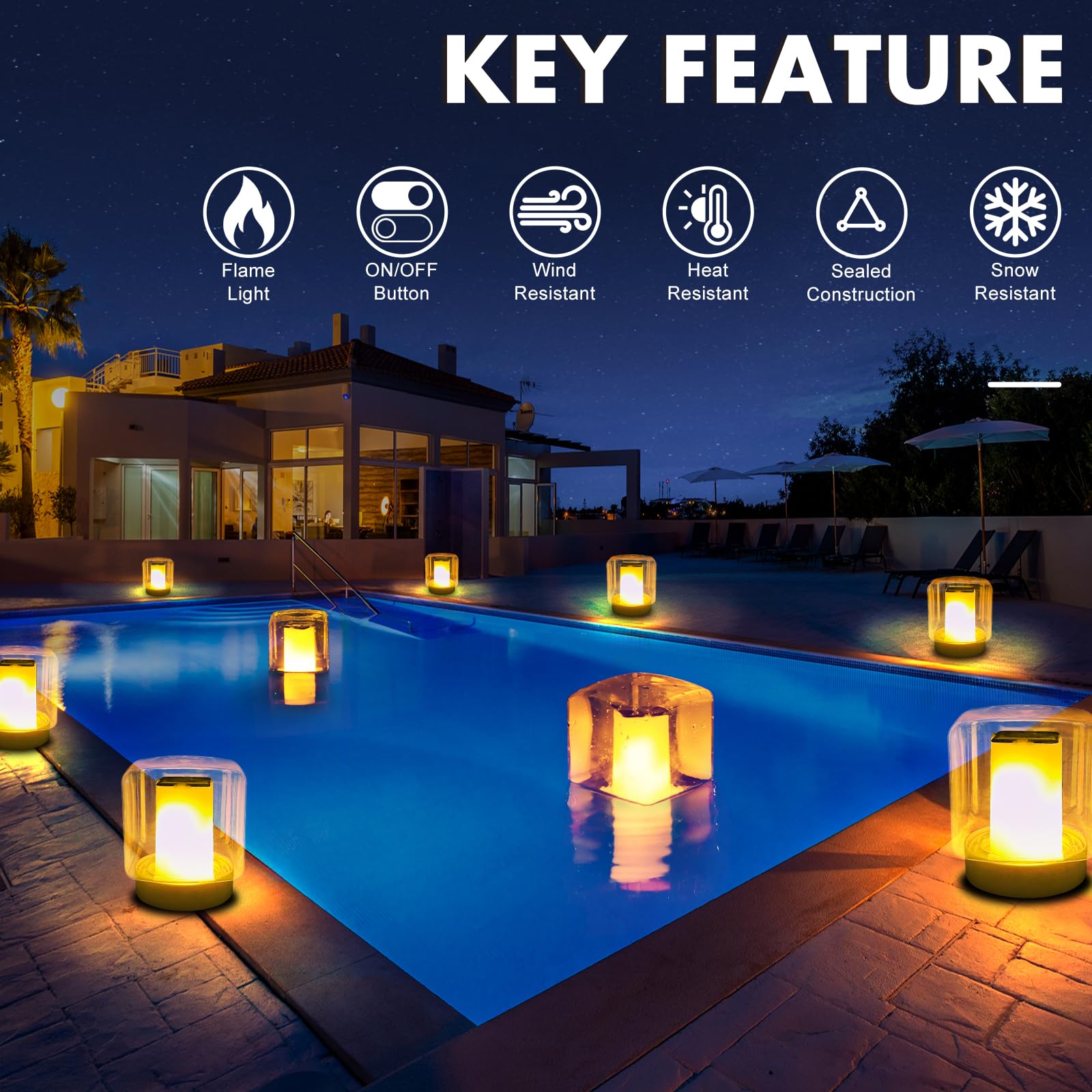 Close-up of LanPool Floating Solar Lights square design
