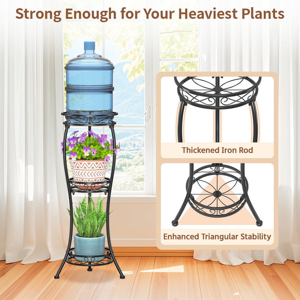 Close-up of LASZOLA 3-Tier Metal Corner Plant Stand's elegant curves