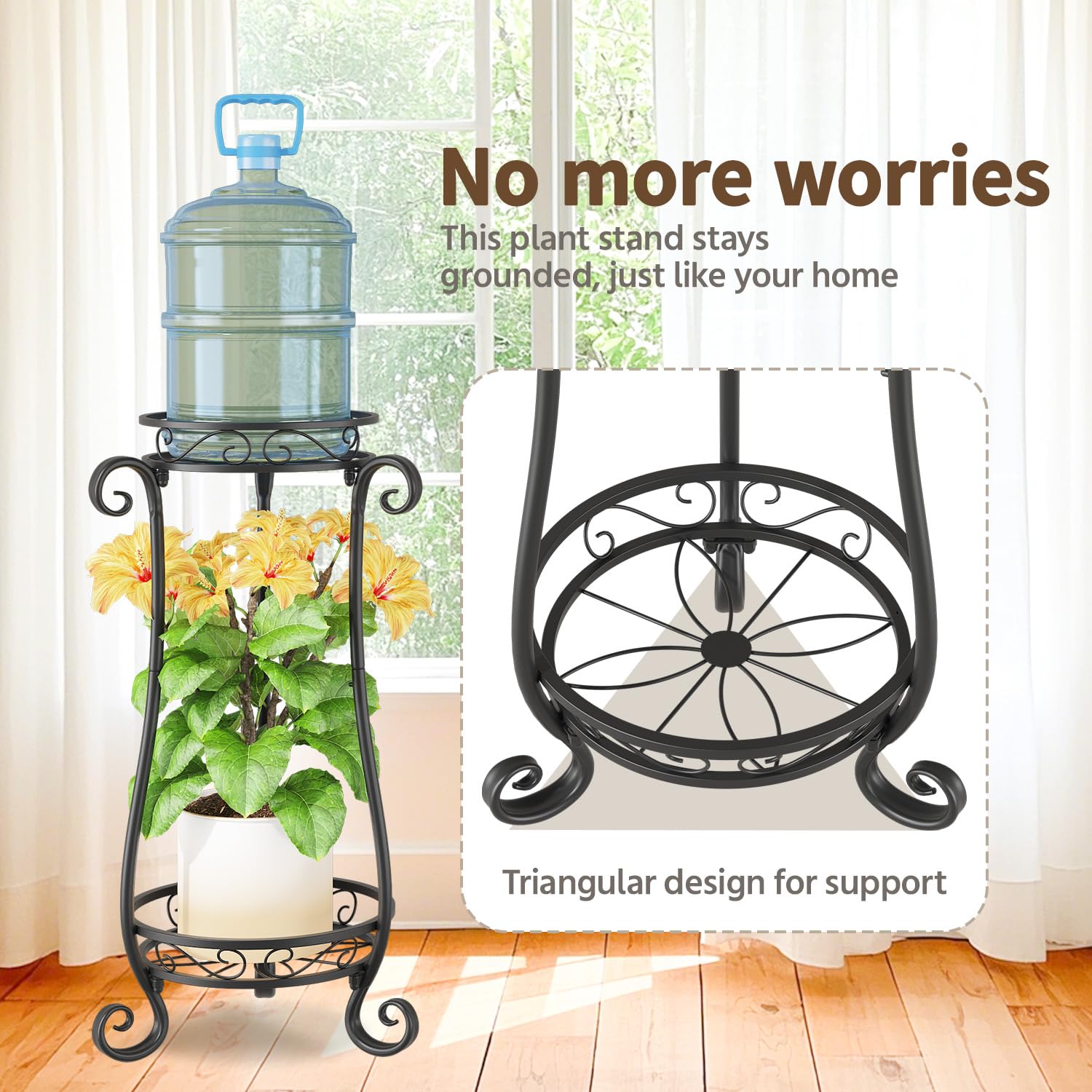 Close-up of LASZOLA plant stand's tripod base