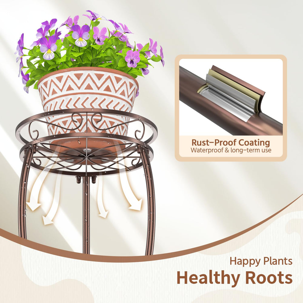 Close-up of LASZOLA Plant Stand's vintage design details