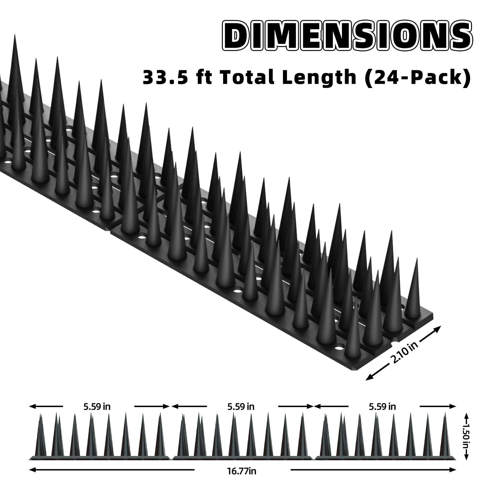 Close-up of LavviTech Bird Spikes showing pointed tips