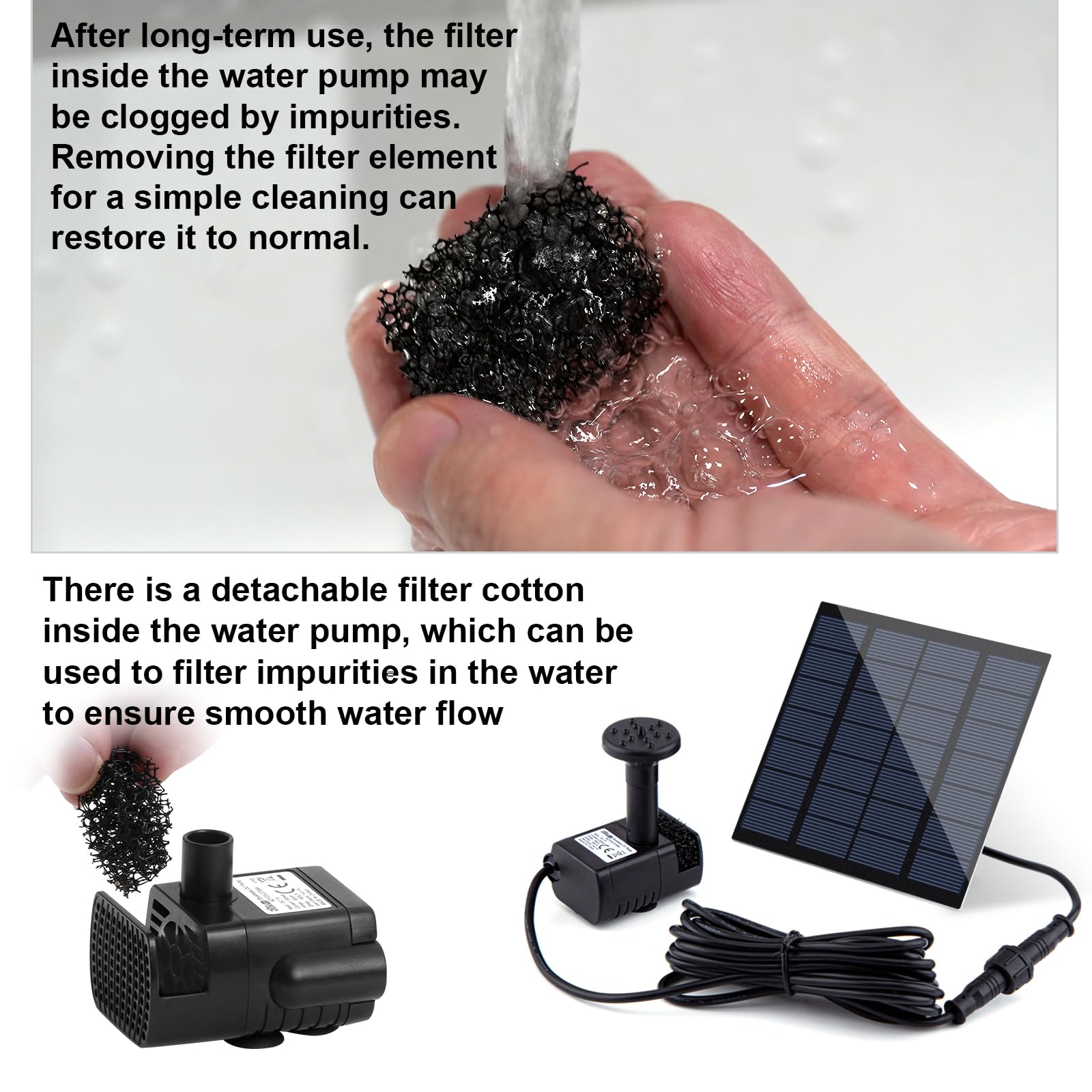 Close-up of LAWOHO solar panel for fountain pump