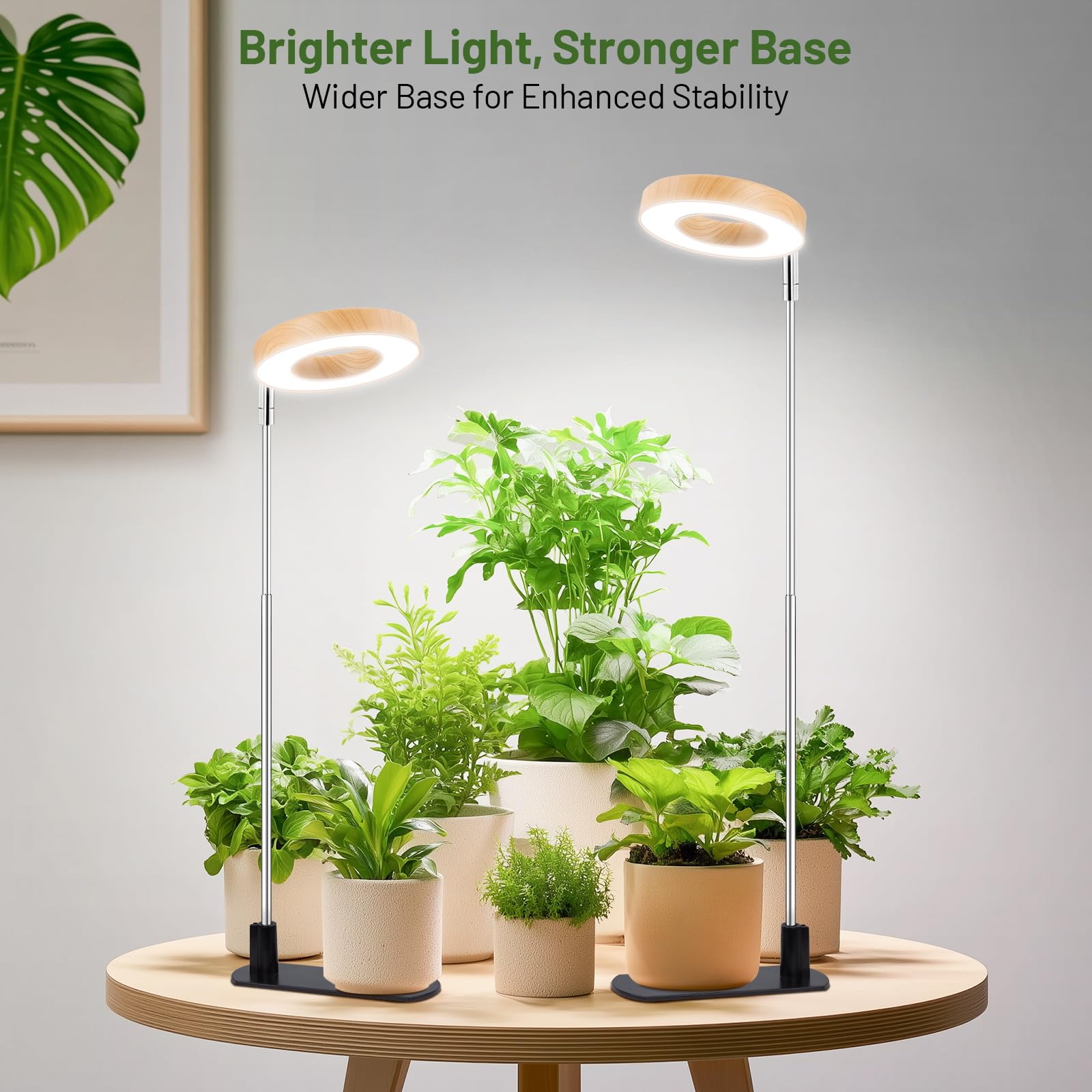 Close-up of LBW full spectrum grow light with adjustable height
