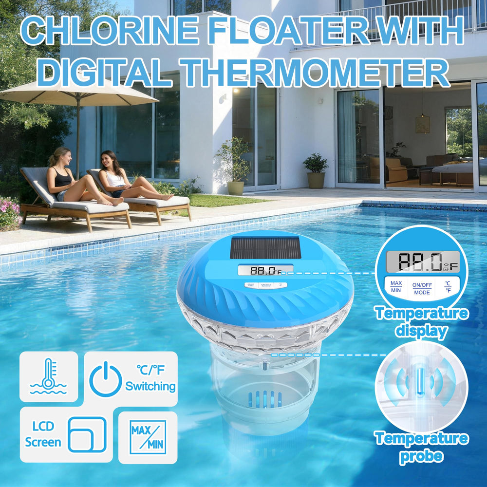 Close-up of LCD screen on AquClor Chlorine Floater