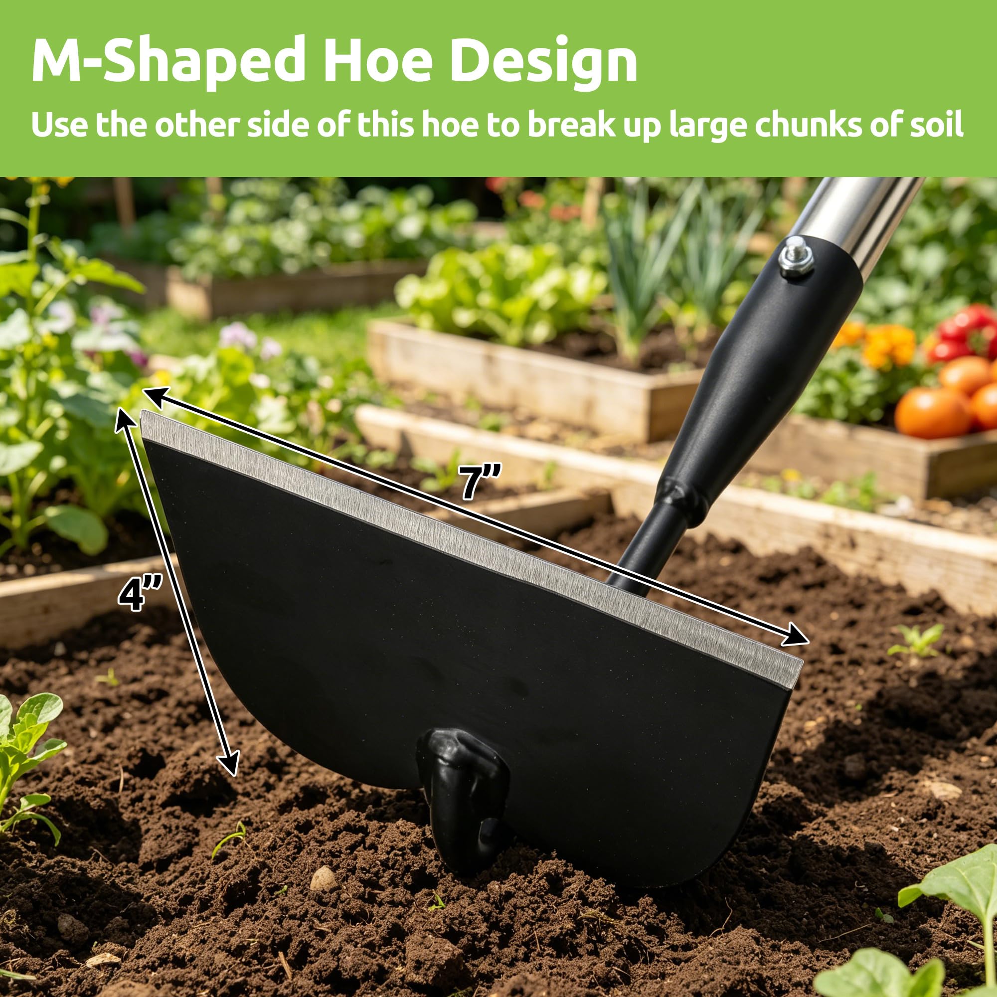 Close-up of Lcokeiy scuffle loop action hoe for weeding