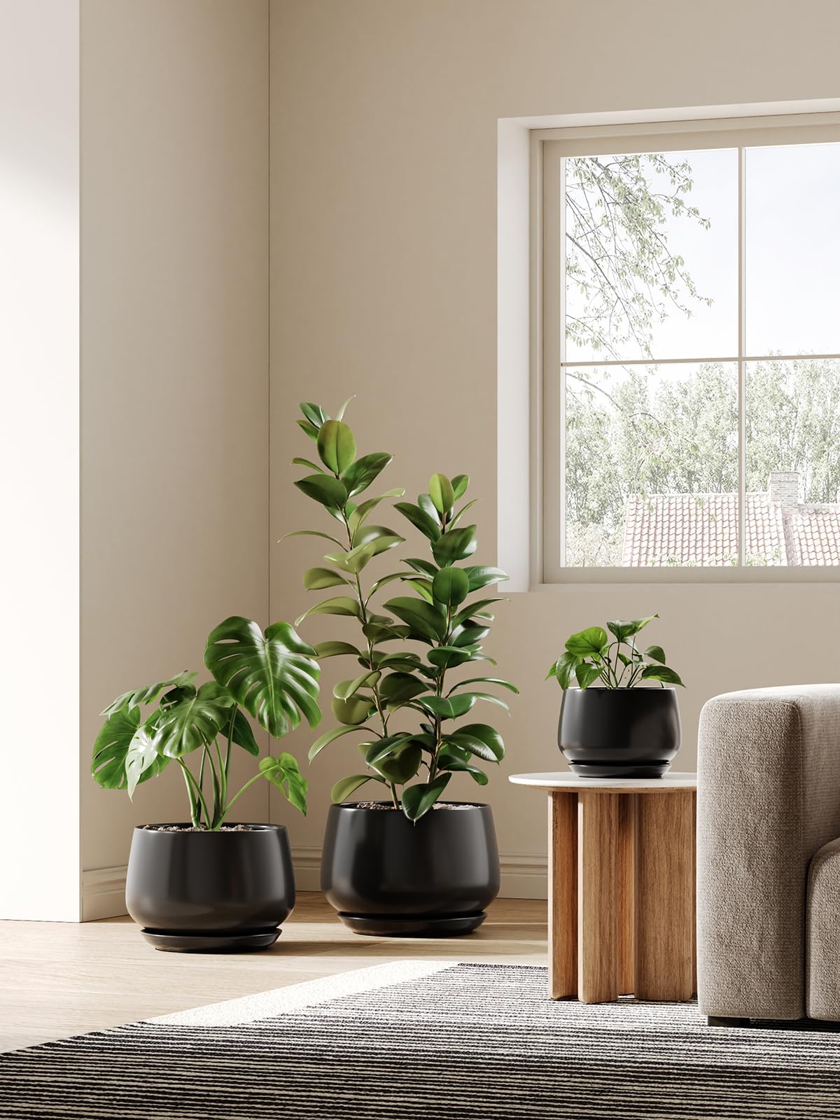 Close-up of LE TAUCI Ceramic Planter's matte glaze finish