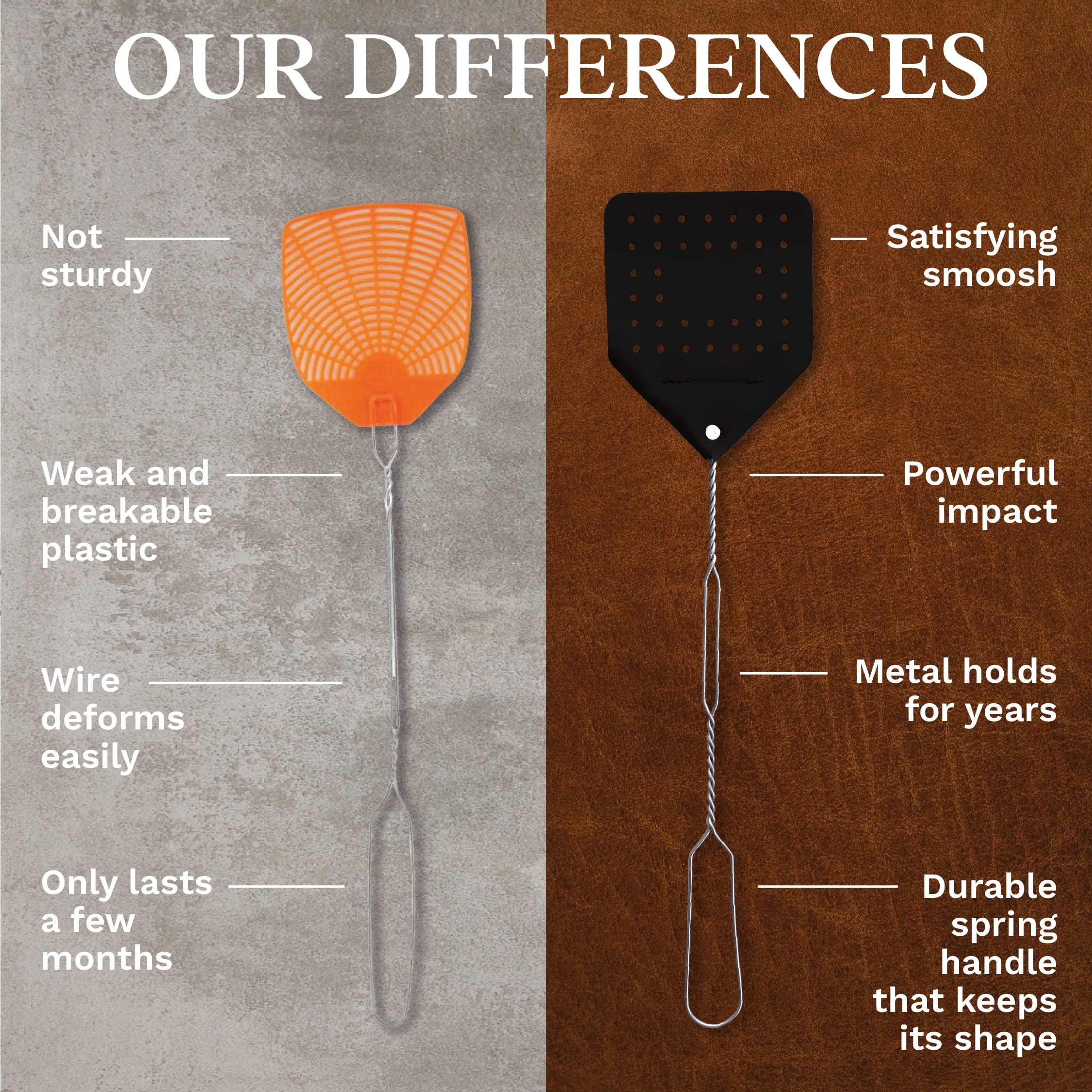 Close-up of leather paddle on fly swatter