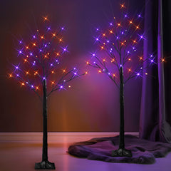 Close-up of LED lights on Dazzle Bright Halloween birch tree