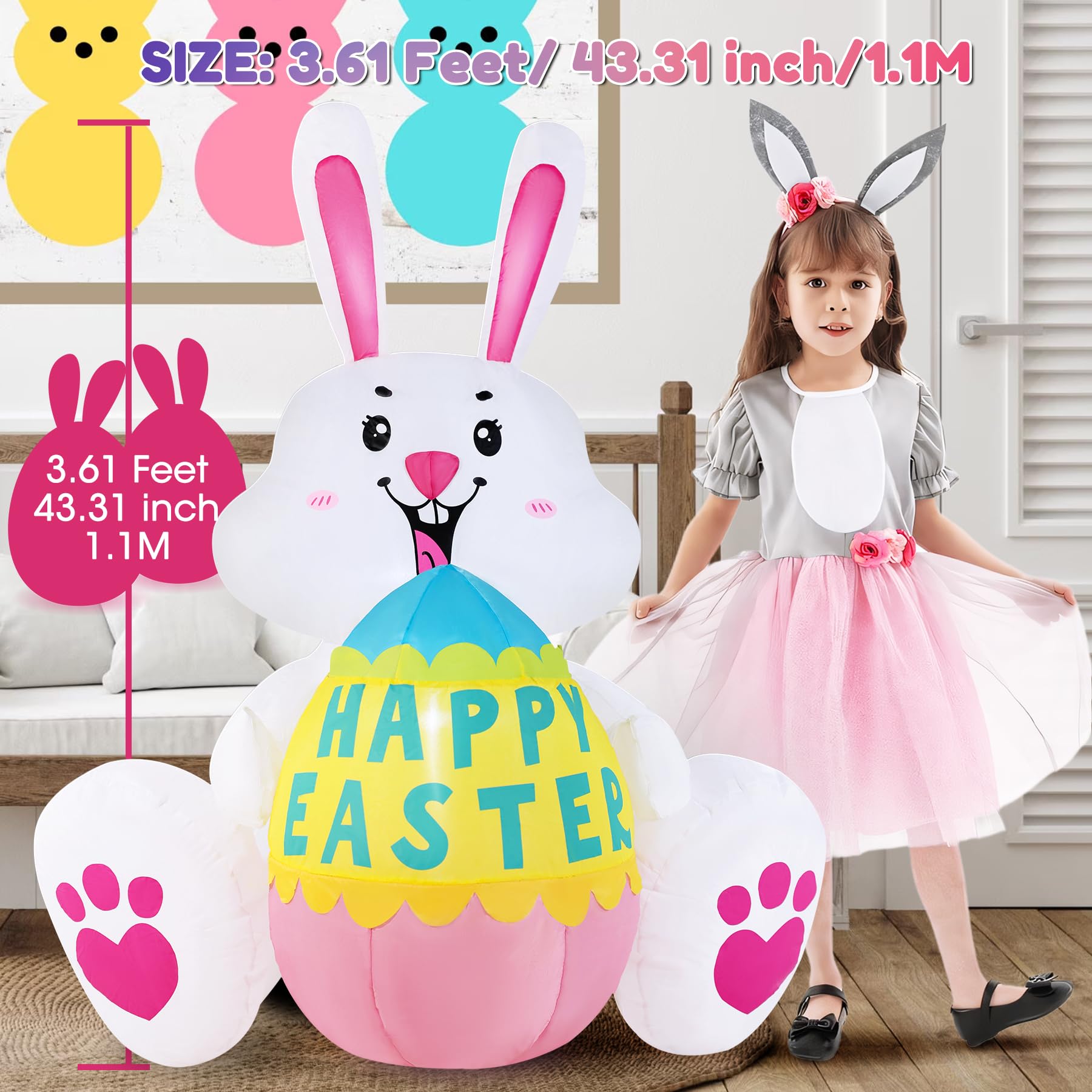 Close-up of LED lights on GIFTFIND Easter Bunny inflatable