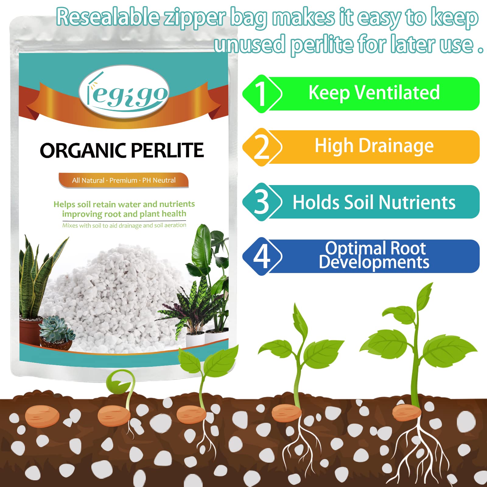 Close-up of Legigo organic perlite granules