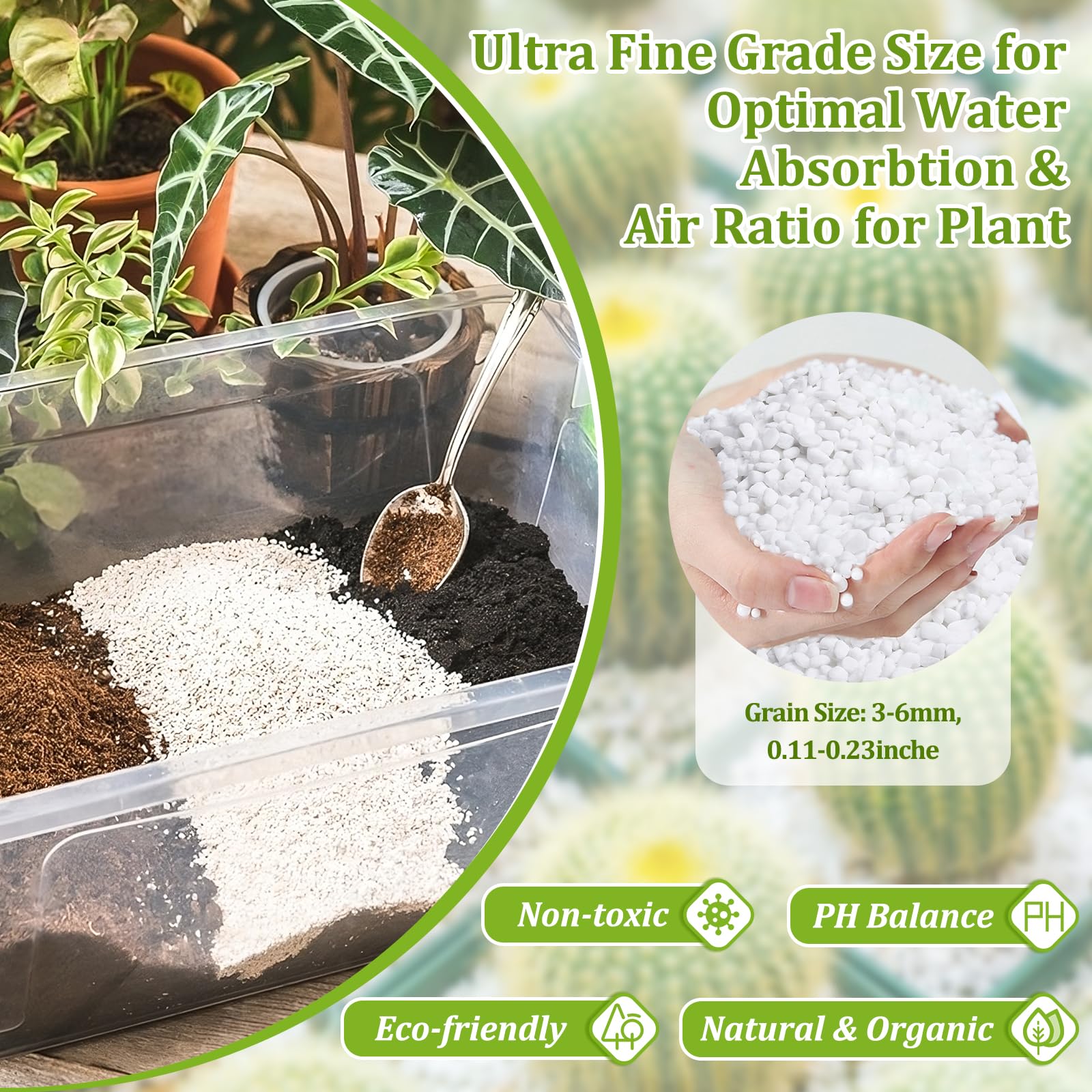 Close-up of Legigo organic perlite texture and size