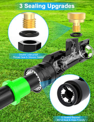 Close-up of Lekit brass misting nozzles in outdoor garden