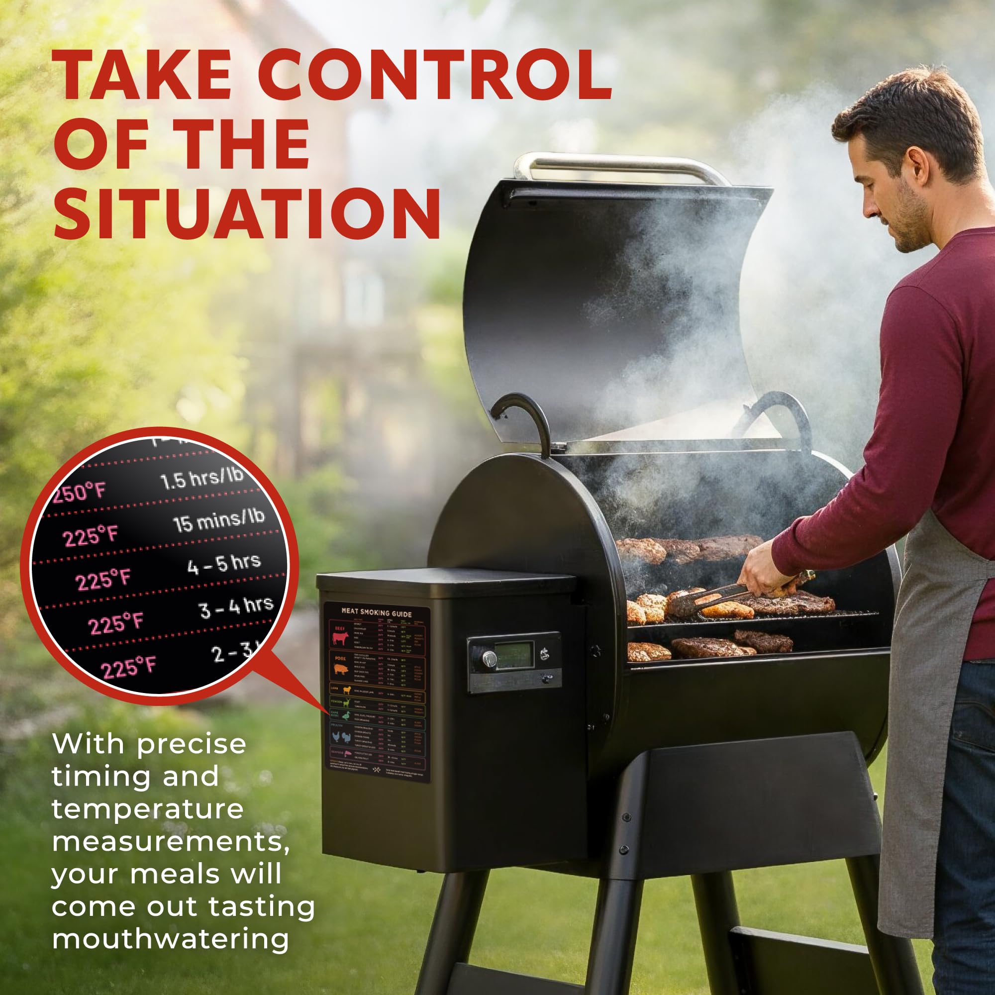 Close-up of Levain & Co XL Meat Temperature BBQ Smoker Guide Magnet details