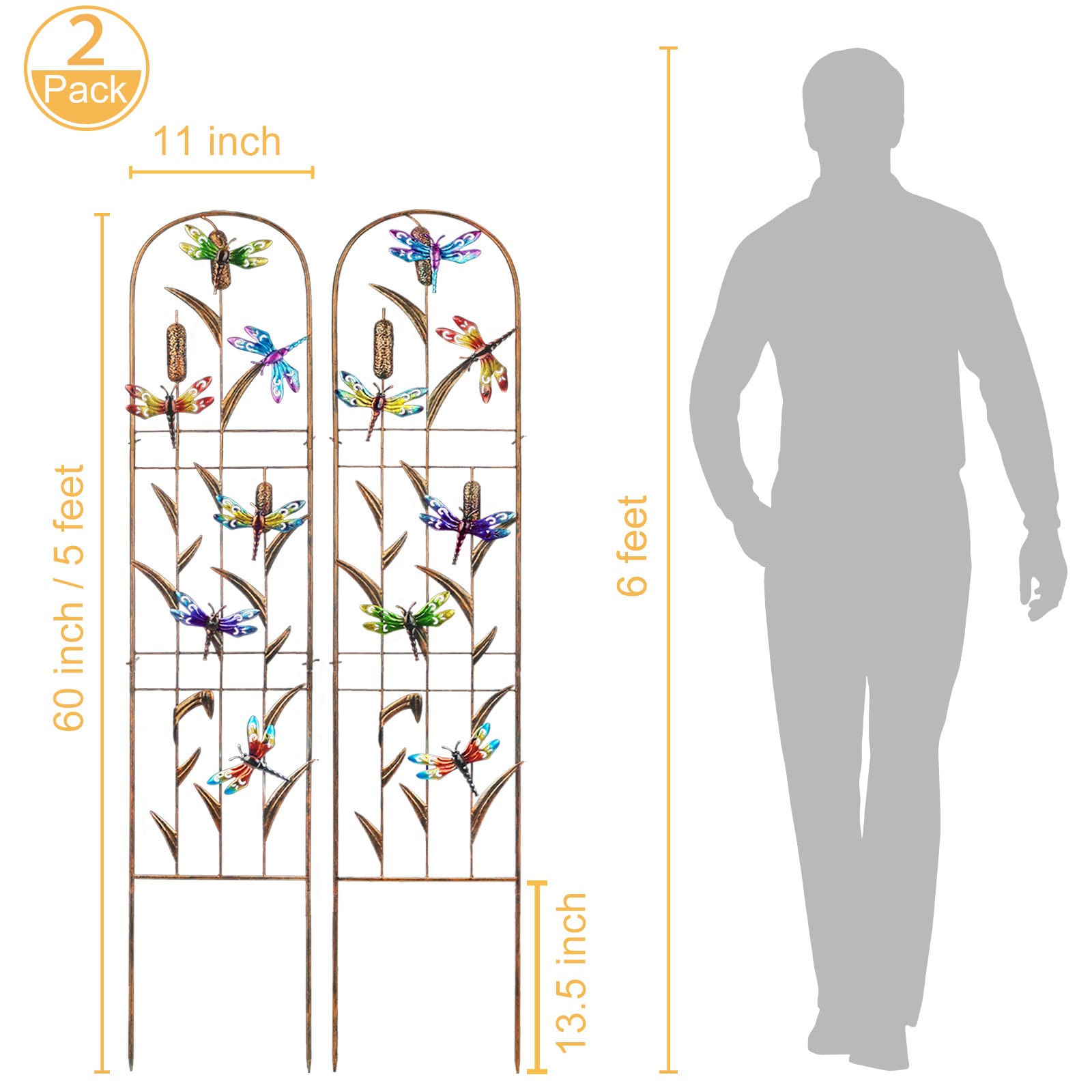 Close-up of LEWIS&WAYNE Garden Trellis detailing with dragonflies