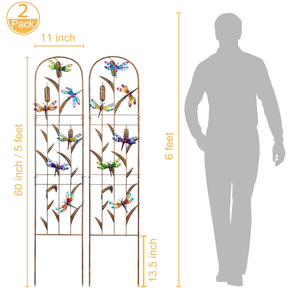 Close-up of LEWIS&WAYNE Garden Trellis detailing with dragonflies