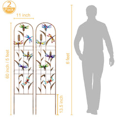 Close-up of LEWIS&WAYNE Garden Trellis detailing with dragonflies