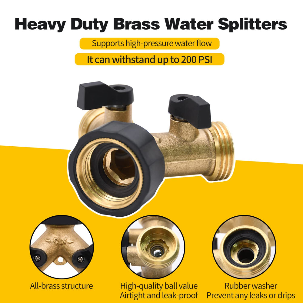 Close-up of LFSEMINI brass hose splitter ball valve