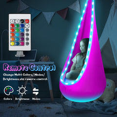 Close-up of LFSMVT Kids Pod Swing with inflatable pillow