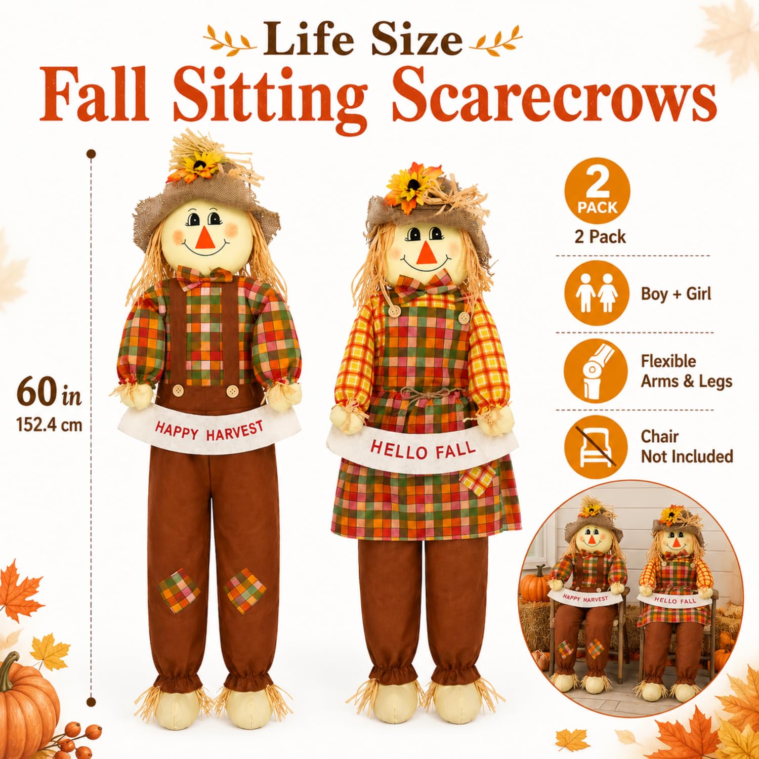 Close-up of Libima scarecrow's smiling face