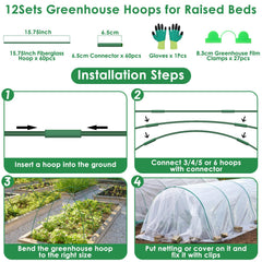 Close-up of LifeisLuck Garden Hoops connectors and clips