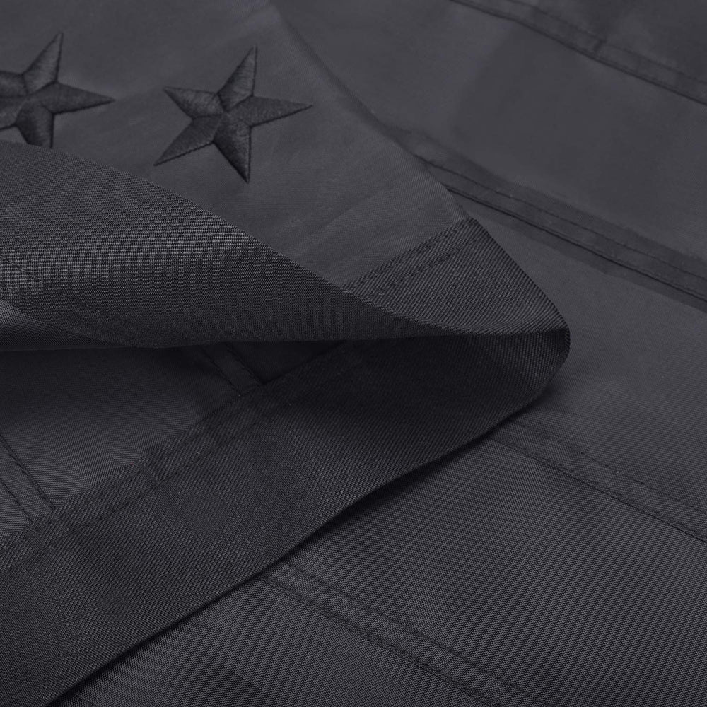 Close-up of Lifraon Black American Flag grommet detail