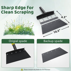 Close-up of Lilyvane shovel blade showing sharp metal edge