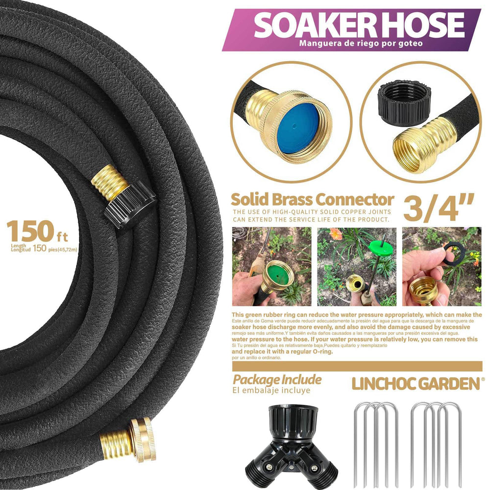 Close-up of LINCHOC GARDEN Soaker Hose connectors
