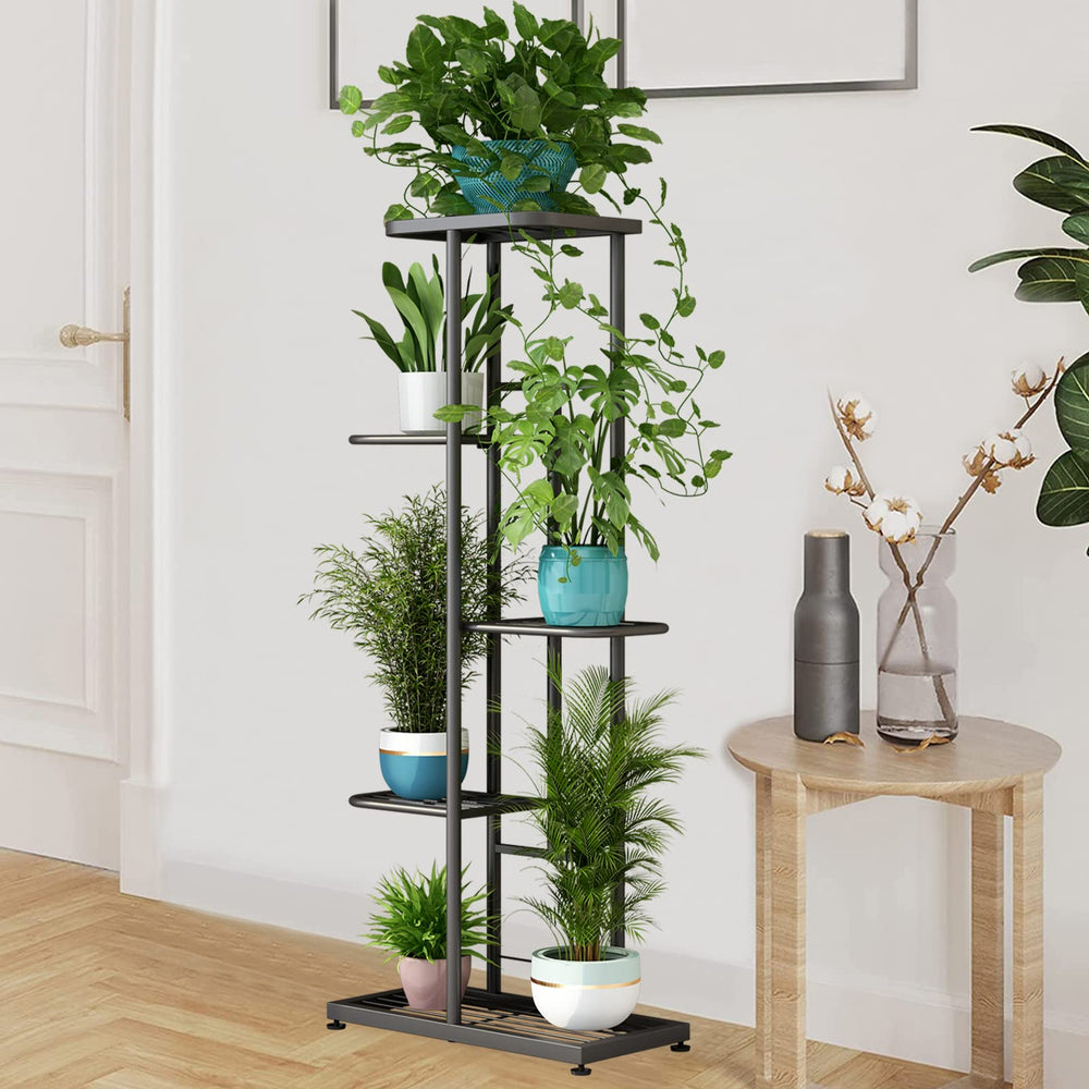 Close-up of LINZINAR plant stand's sturdy metal construction