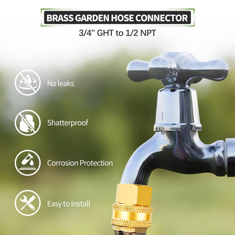 Close-up of LitOrange Brass Hose Adapter installation