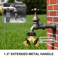 Close-up of LIULO TOOL Brass Garden Hose Splitter valve