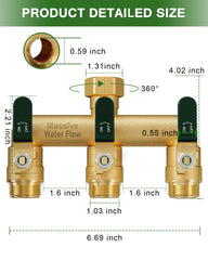 Close-up of LNEZCDB brass hose splitter features