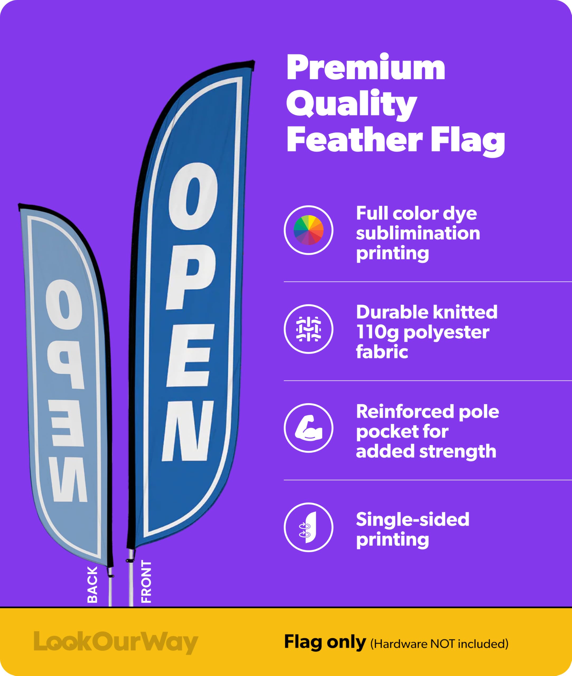 Close-up of LookOurWay Feather Flag Banner fabric texture