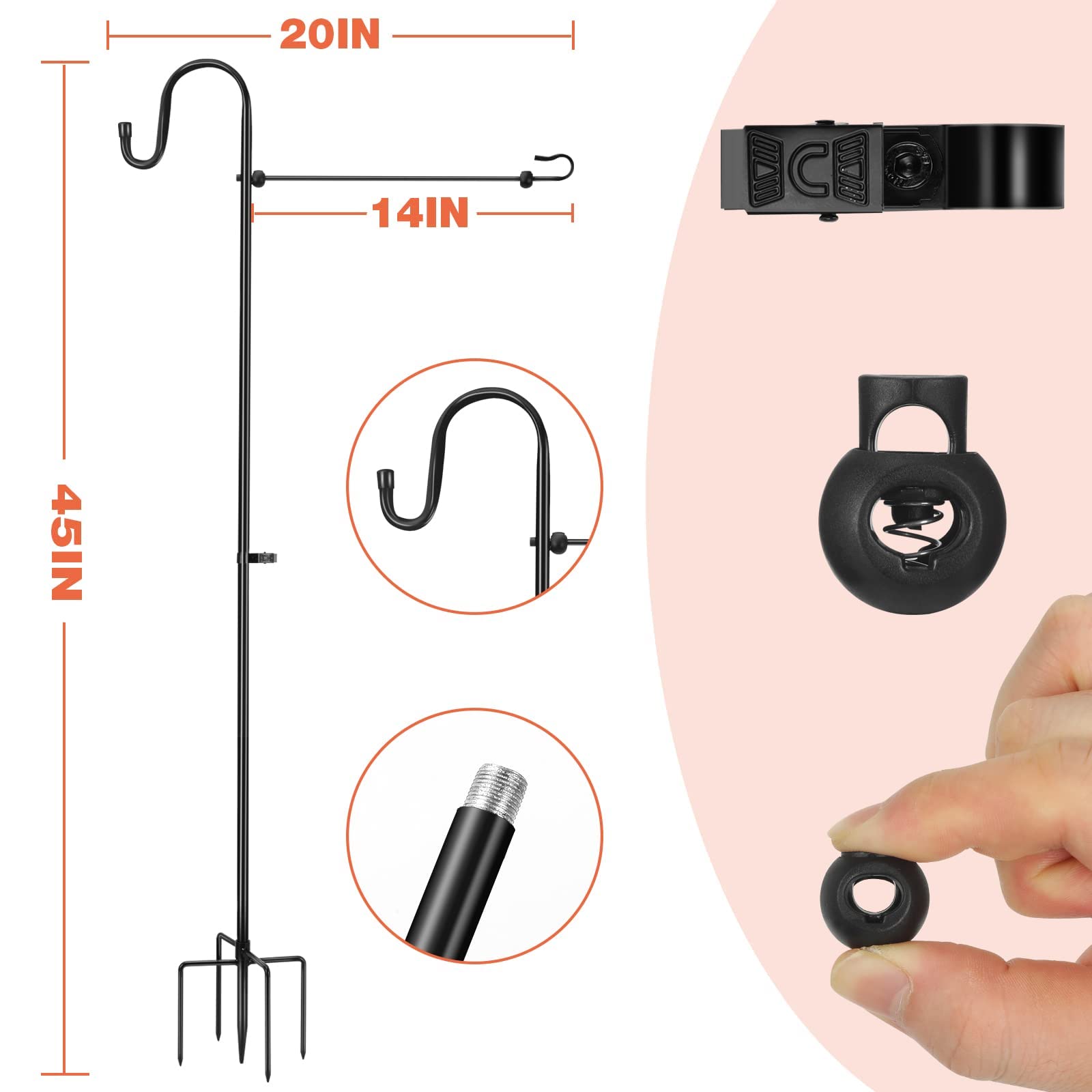 Close-up of LOPANNY flag stand assembly components