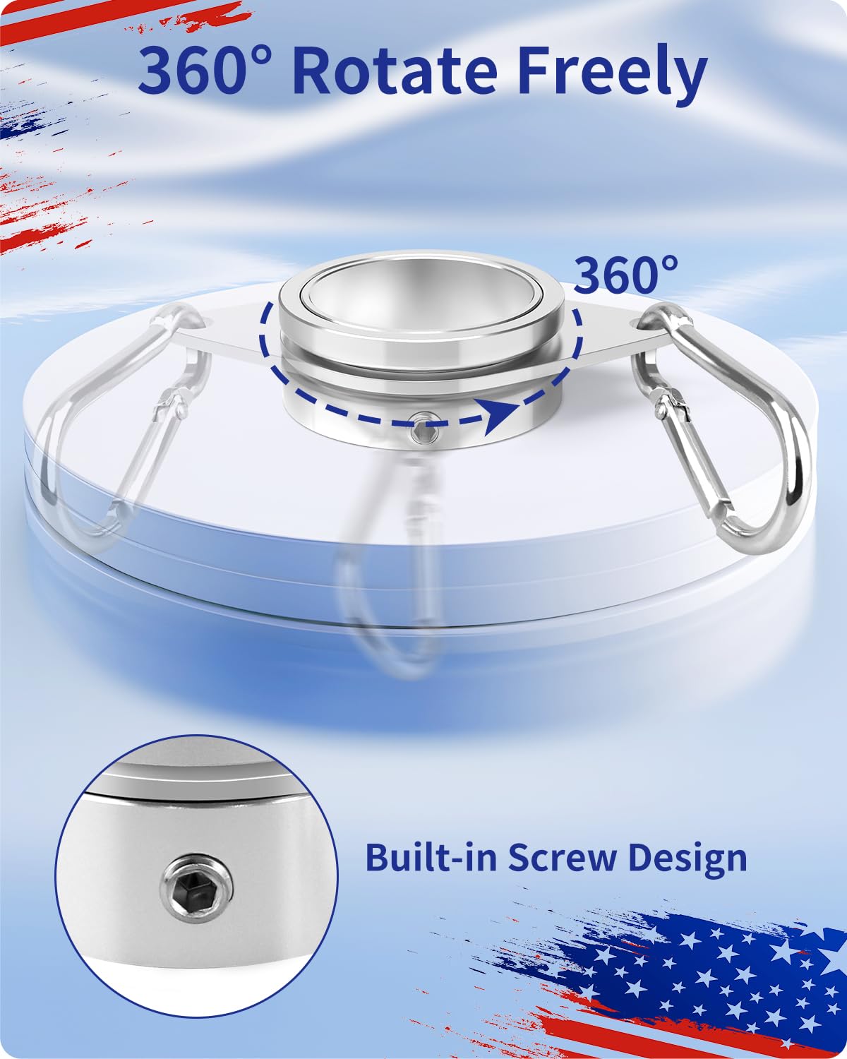 Close-up of Loretoy flag pole ring showing adjustable screw design