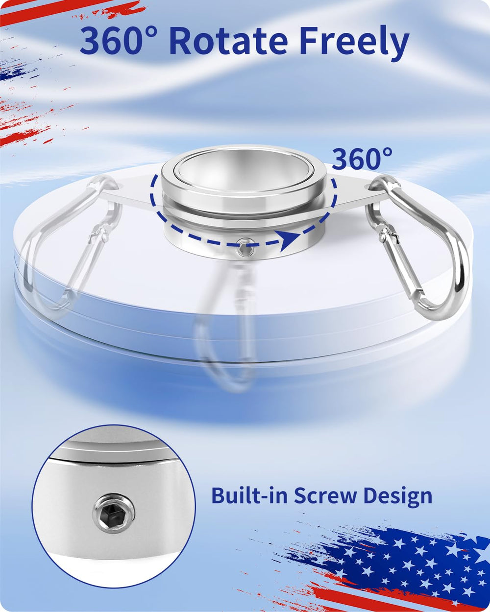 Close-up of Loretoy flag pole ring showing adjustable screw design