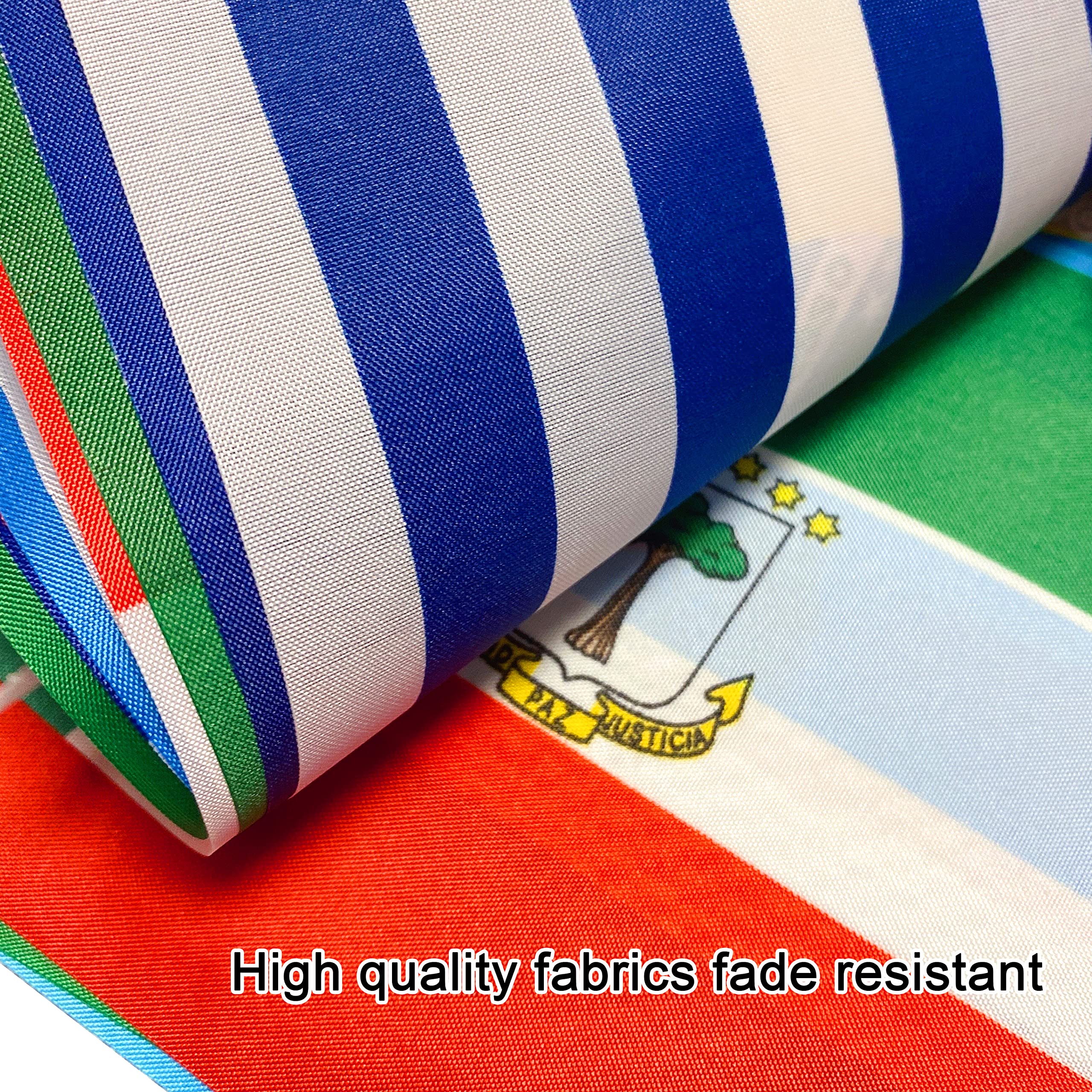 Close-up of LoveVC Spanish Flags on satin ropes
