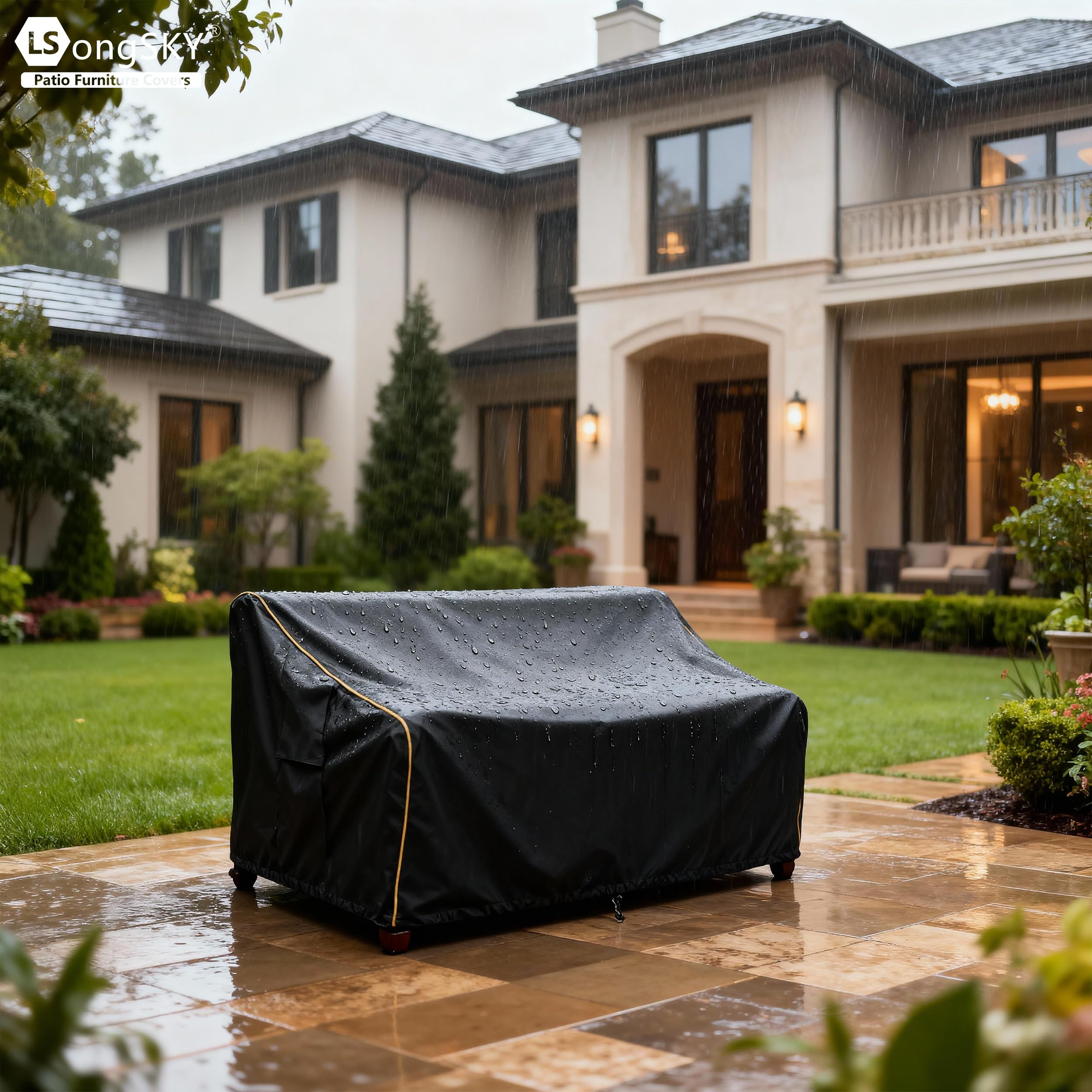 Close-up of LSongSKY Patio 3-Seater Sofa Cover fabric