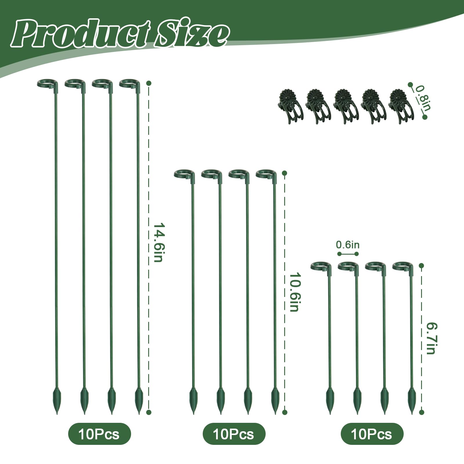 Close-up of LUCKJUJU Plant Support Stakes, 14.57 inches