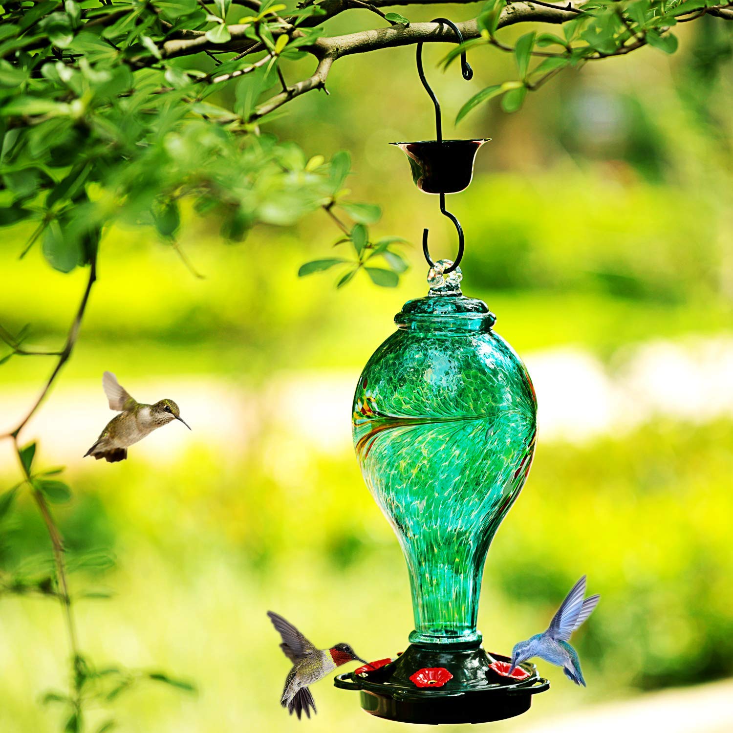 Close-up of LUJII Hummingbird Feeder feeding ports