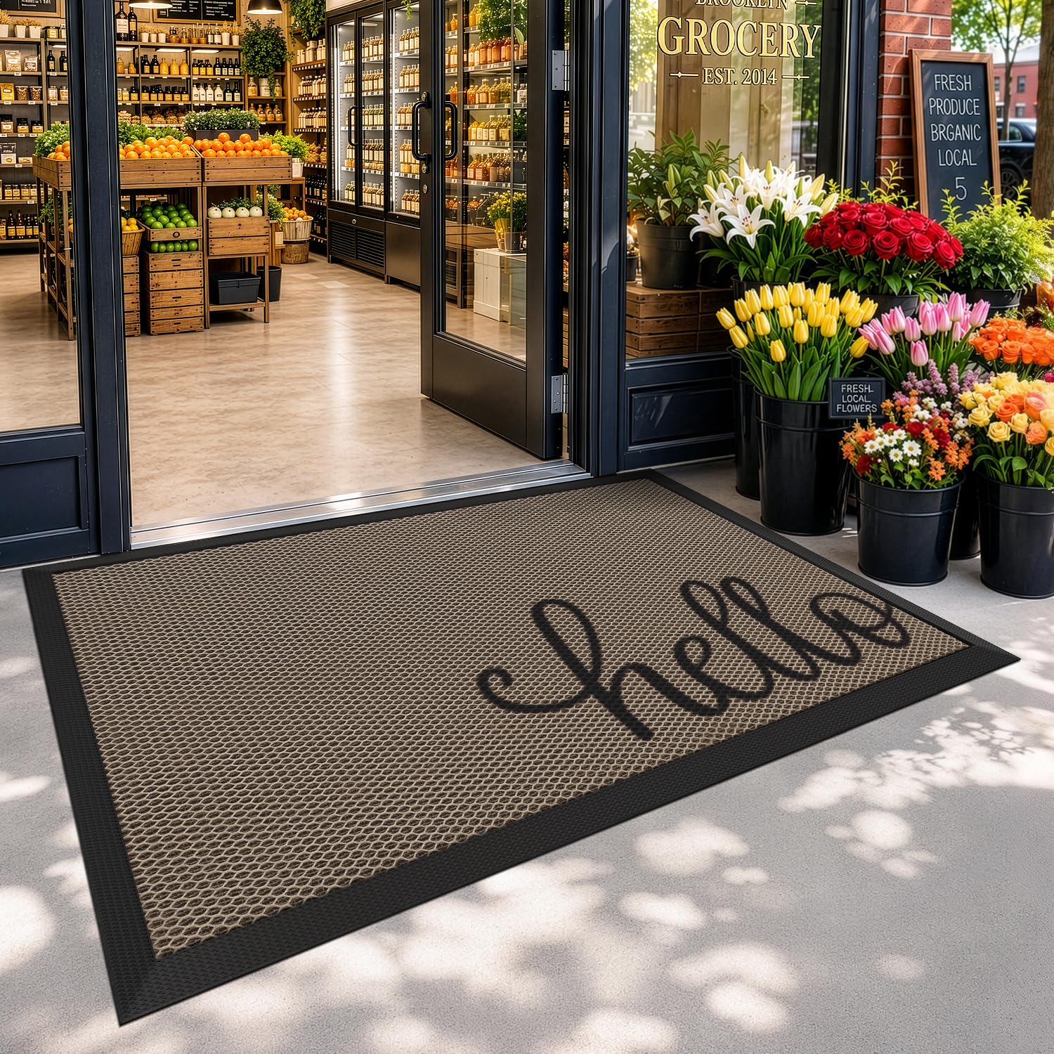 Close-up of LUMI Welcome Door Mat fibers and textures
