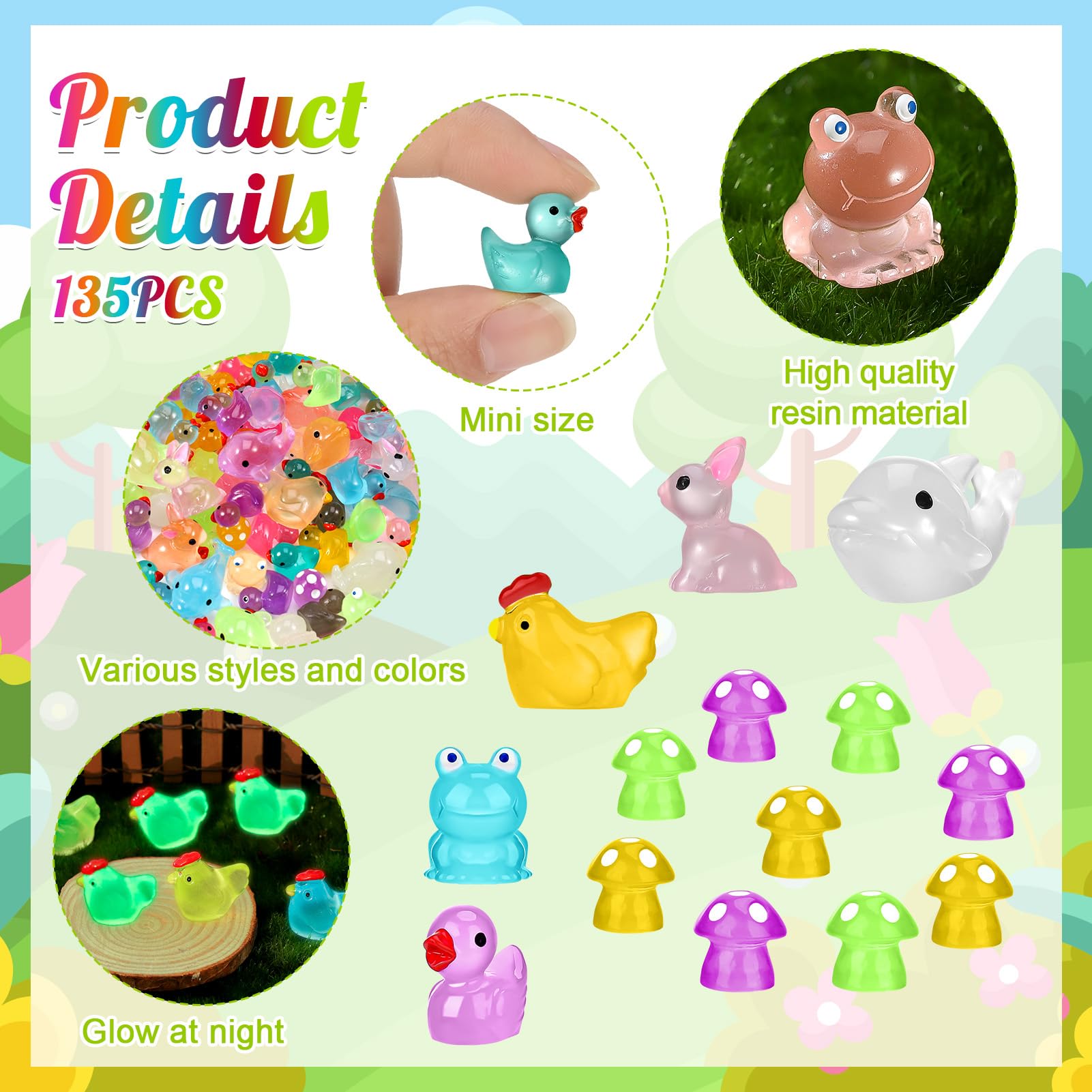 Close-up of luminous ducks and rabbits from GGSTDDUP