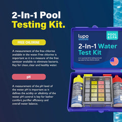Close-up of Lupo Pool Test Kit instructions and guidance for water testing