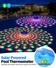 Close-up of LuxBlue Floating Solar Pool Thermometer solar panels