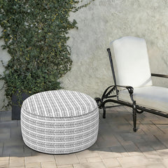 Close-up of LVTXIII Inflatable Ottoman Pouf showing fabric texture