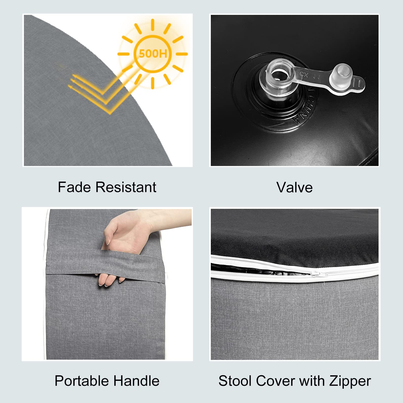 Close-up of LVTXIII Inflatable Ottoman's PVC liner