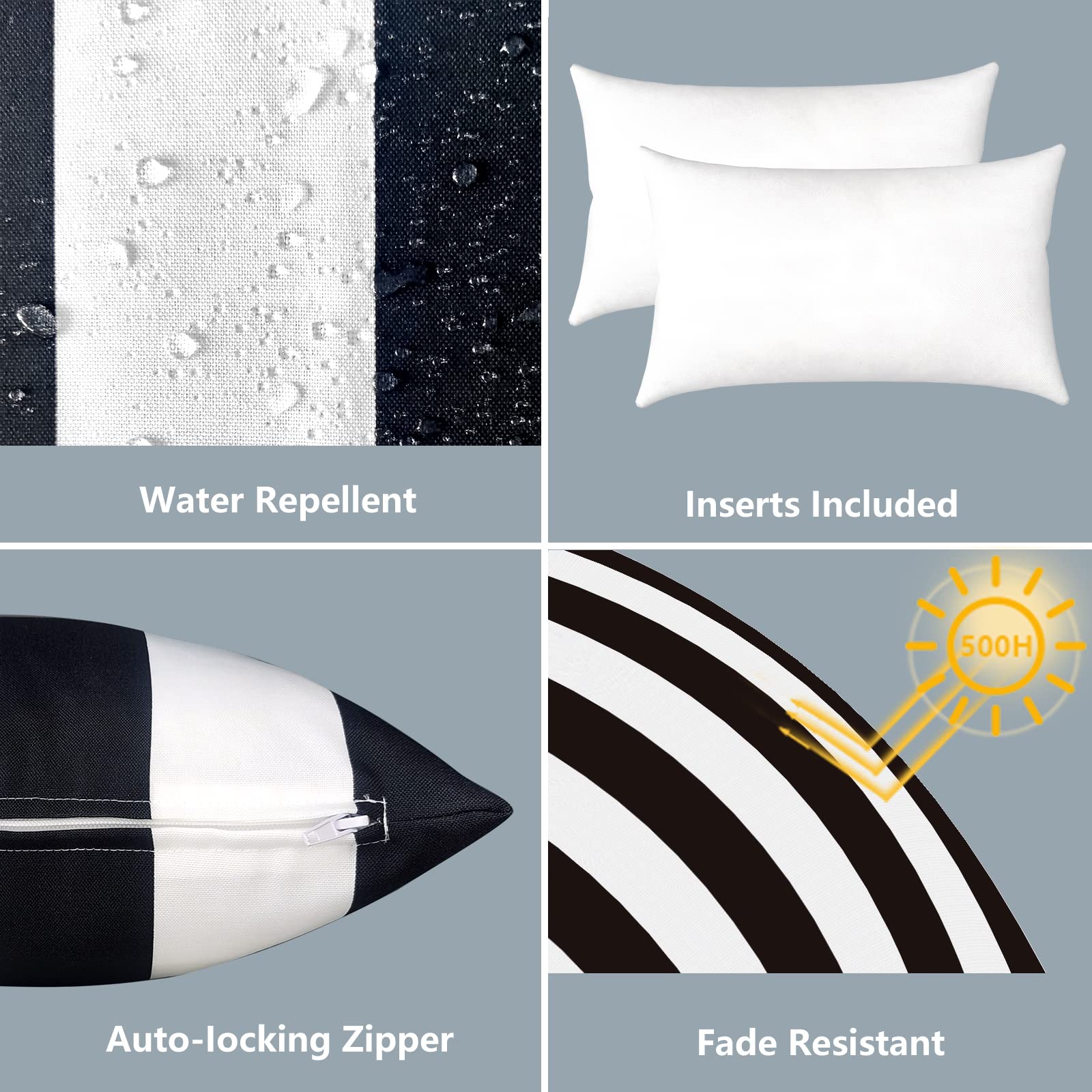 Close-up of LVTXIII Outdoor Lumbar Pillow's zipper detail