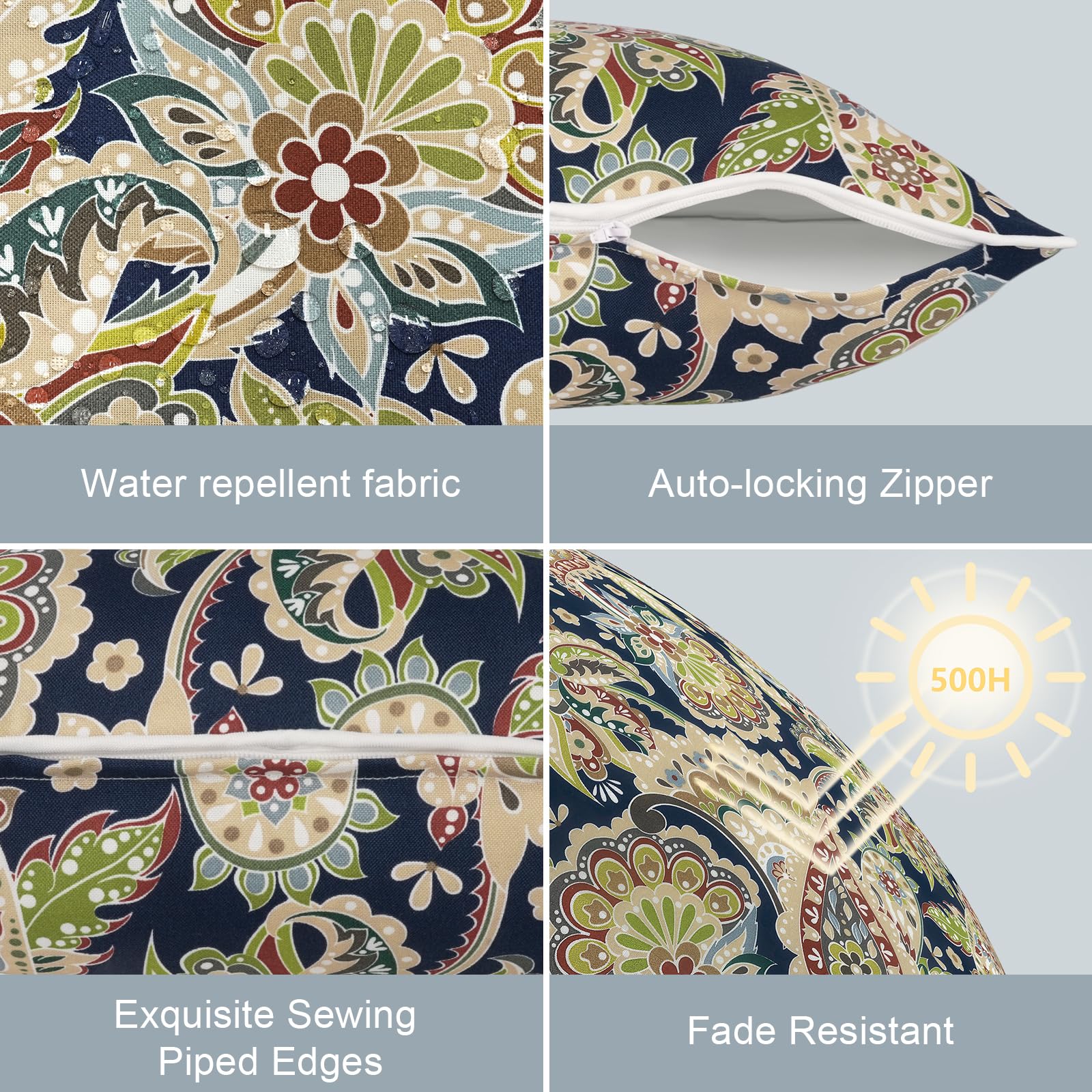 Close-up of LVTXIII Outdoor Pillow Covers white welt cords